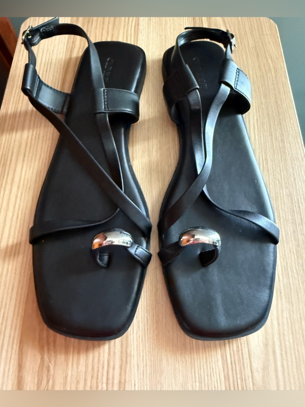 Old Navy Black Sandals with Silver Accent